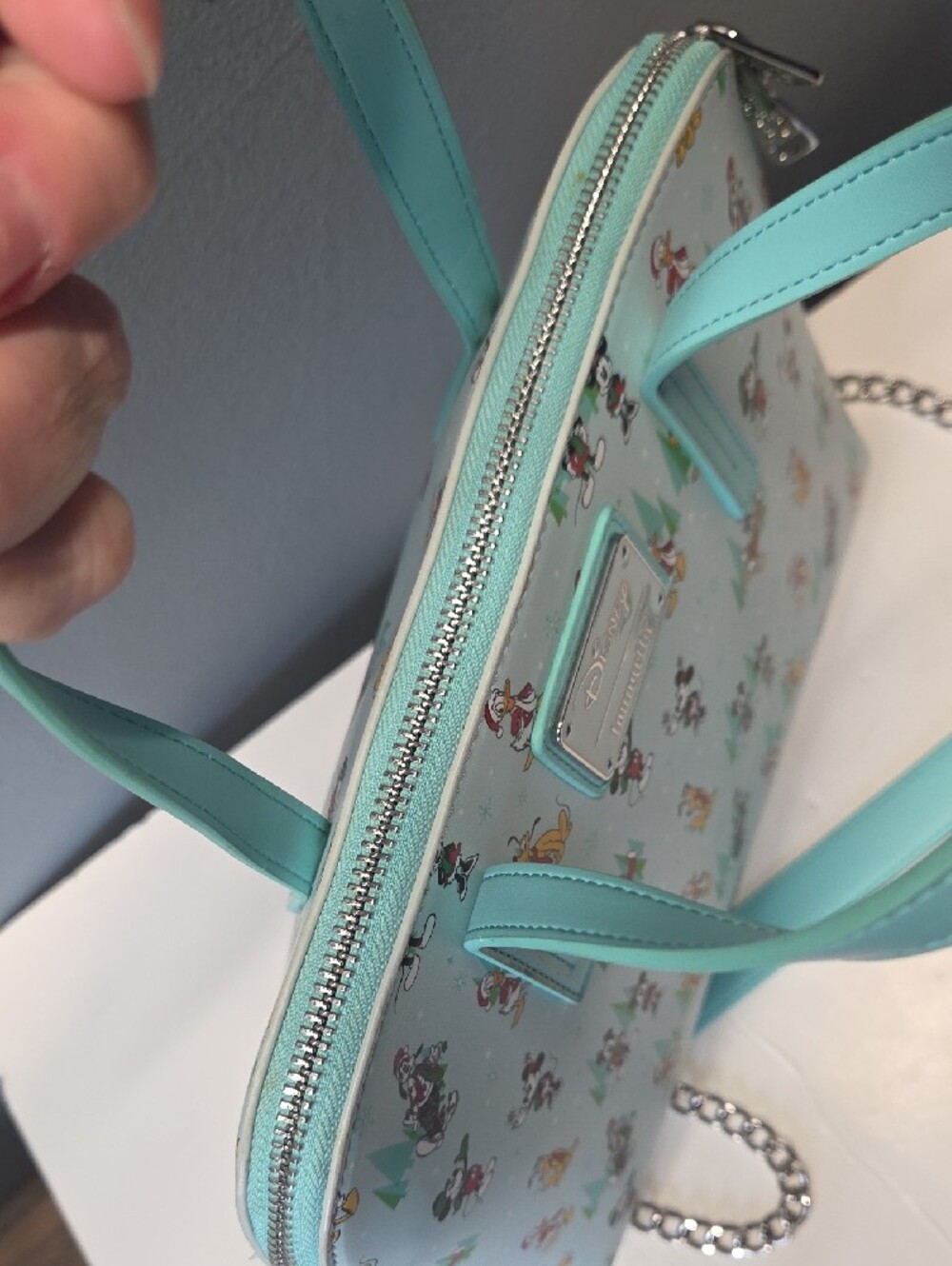 Loungefly Mint Green Holiday Disney Character Satchel - Picture 6 of 8